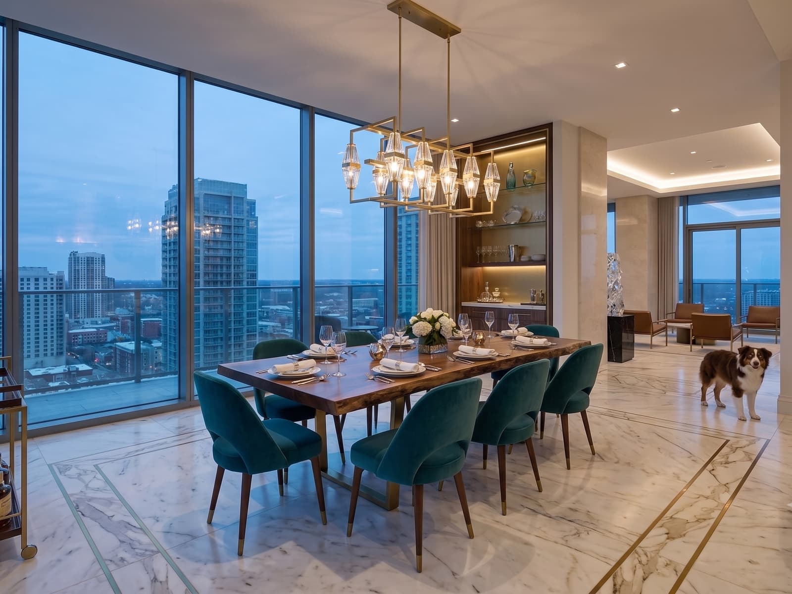 Elegant, spotless dining room