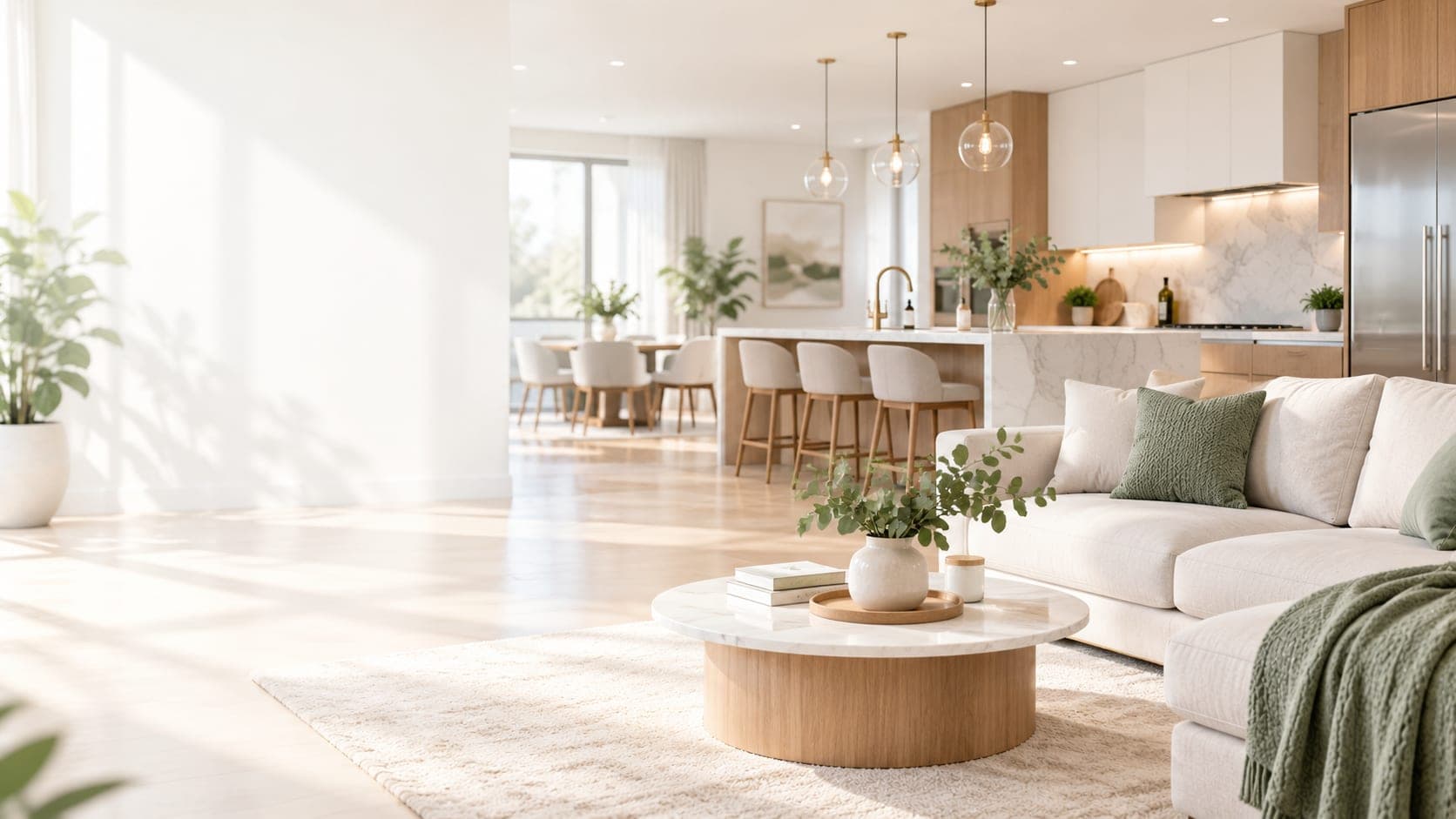 Bright, freshly cleaned living room in a Metro Vancouver home